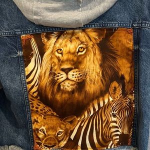 Hand made denim hooded jacket